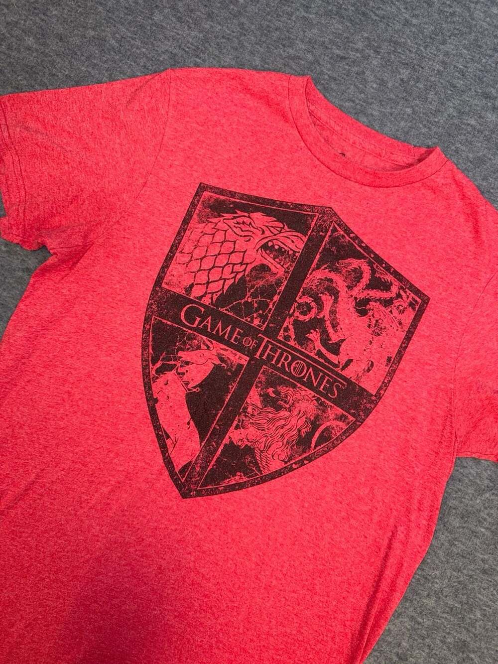 Game of Thrones House Sigil Shield Graphic T-Shirt Red Heather Size S